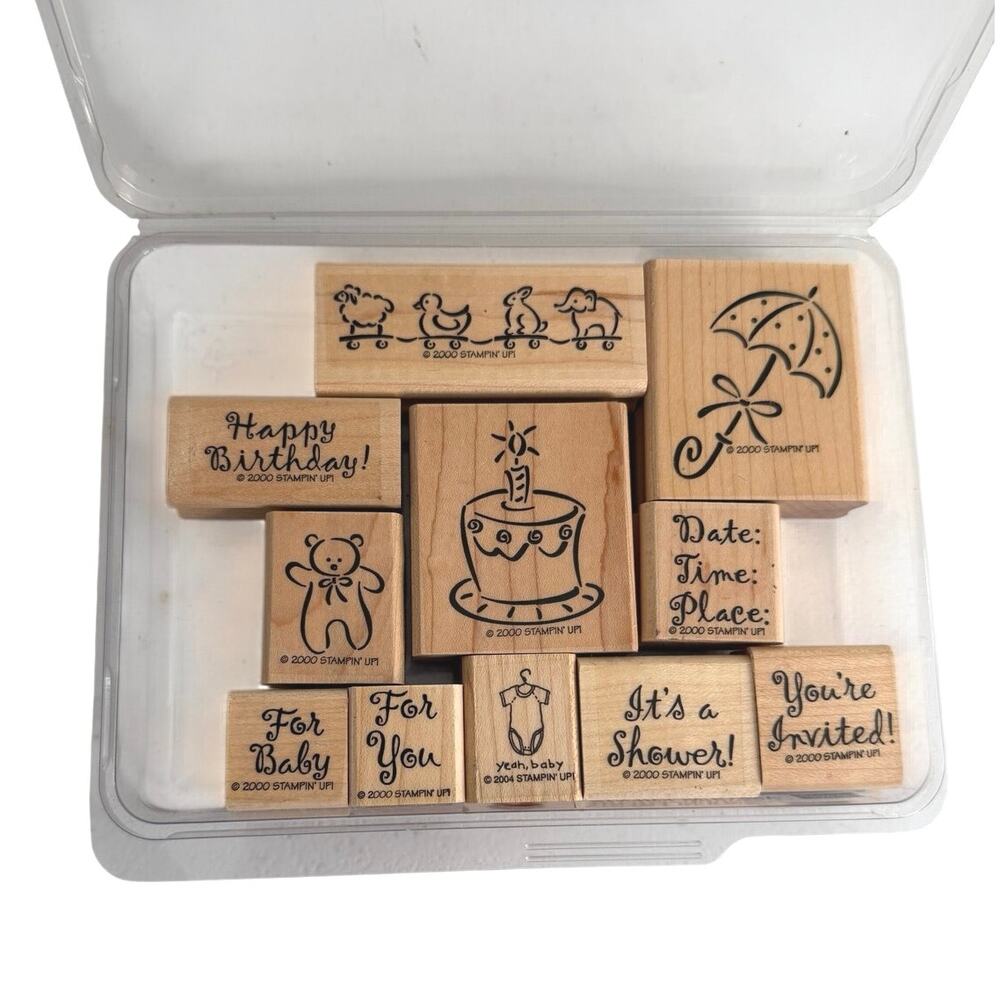 Stampin’ Up wooden stamps set of 11 “announcements” - Picture 4 of 5